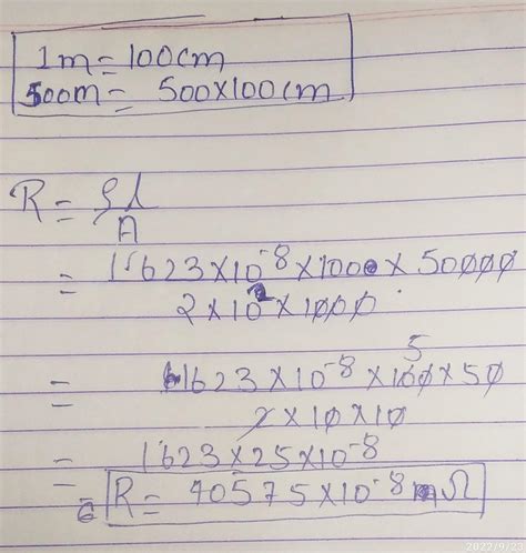 calculate the resistance of a 500 m long copper wire of area cross ...