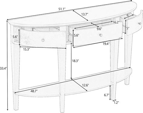 LUMISOL Half Moon Console Table with 3 Storage India | Ubuy
