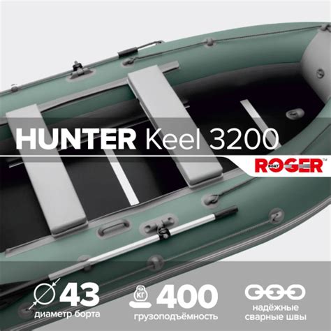 324 отзыва на Лодка надувная ПВХ под мотор ROGER Hunter Keel 3200 ...