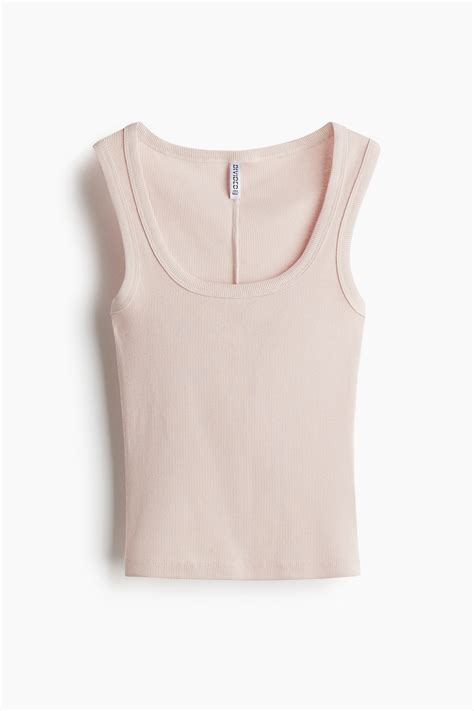 Ribbed vest top - Light pink - Ladies | H&M IN