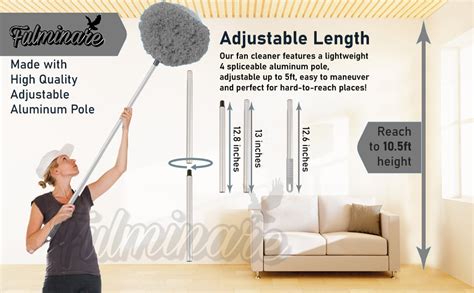 Fulminare Fan Cleaner Brush with Long Rod Flexible Fan Cleaning Mop ...