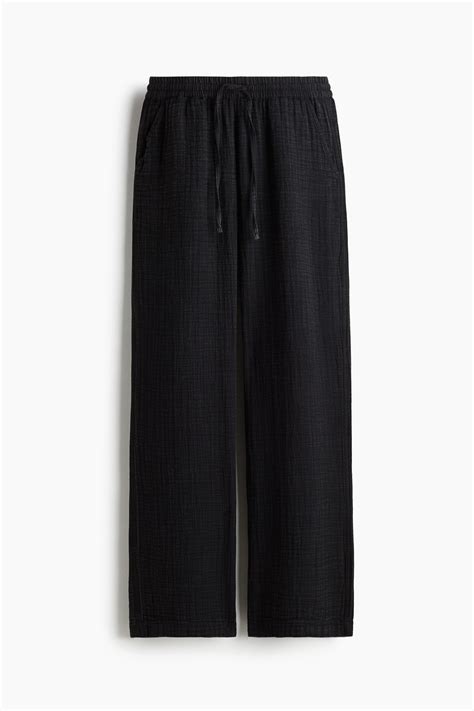 Cotton muslin trousers - Dark grey - Ladies | H&M IN