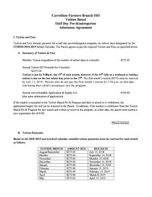 TX CFBISD Half Day Pre-Kindergarten Admission Agreement 2018-2026 ...