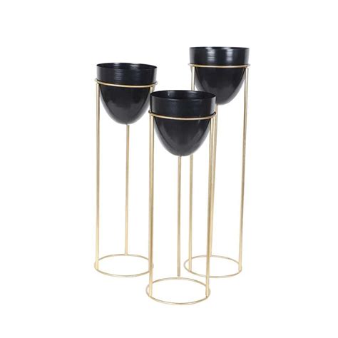 Capsule Golden and Black Floor Planter – Set of 3 – Writings On The Wall