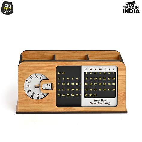 Buy Wooden Retro Radio Look Calendar Desk Organizer - Gift Kya De