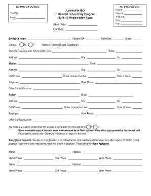 Fillable Online LISD Employee Registration Forms 16-17 Fax Email Print ...