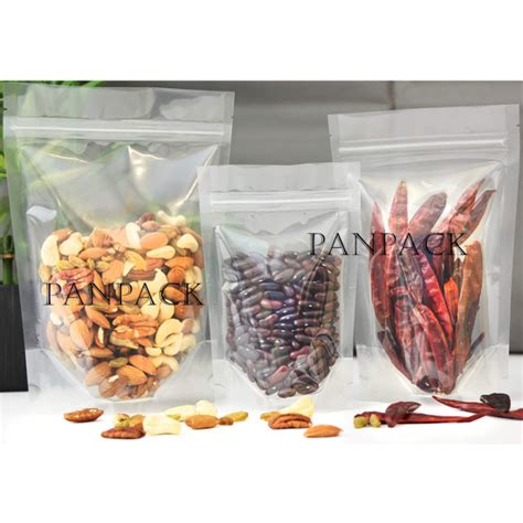 PLAIN TRANSPARENT STAND UP POUCHES WITH ZIPPER