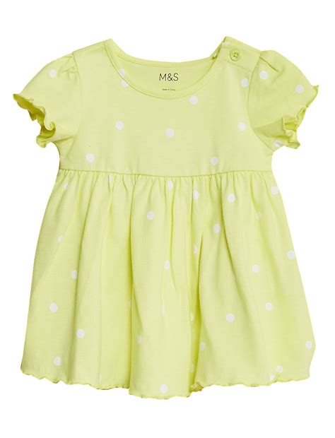 Buy Pure Cotton Polka Dot Dress (0-3 Yrs) at Marks & Spencer