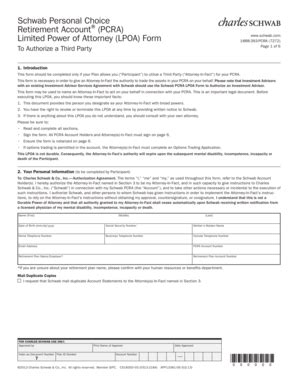 Schwab PCRA Limited Power of Attorney Form - Blank Fillable Template ...