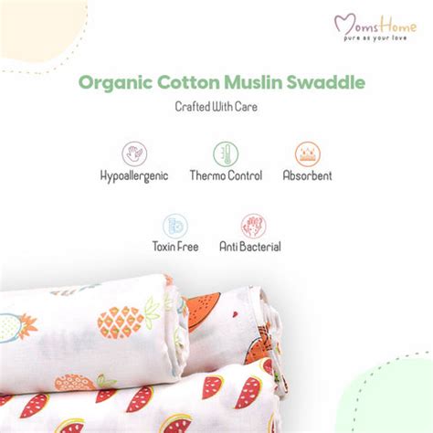 Organic Cotton Baby Muslin Cloth Swaddle | 0-12 Months | Pack of 3 ...