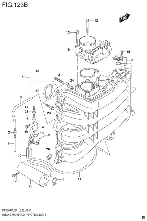 Suzuki DF200AP, DF175AP, DF150AP Section 123B INTAKE MANIFOLD/THROTTLE ...