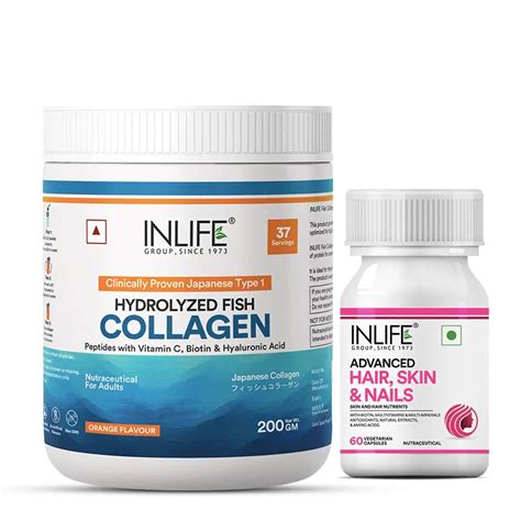 Inlife Glow & Grow | Skin & Hair Combo | Marine Collagen Powder + Hair ...