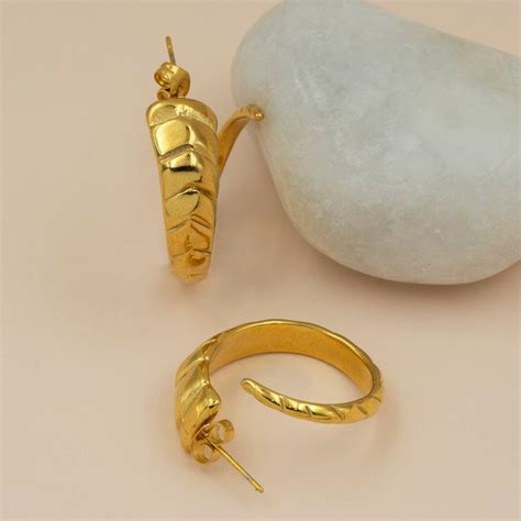 Artklim Gold Plated Minimalist Round Earrings