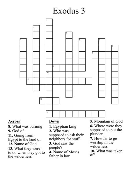 Exodus 3 Crossword - WordMint