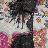 Buy Handmade Black Leather Waist Bag With Tassels Adjustable Belt ...