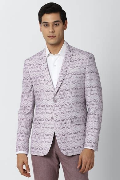 Buy Men Purple Print Super Slim Fit Casual Blazer Online - 699968 | Van ...