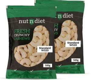 nutndiet Fresh Crunchy Standard W320 Grade Cashews 1kg (500g x 2 Packs ...