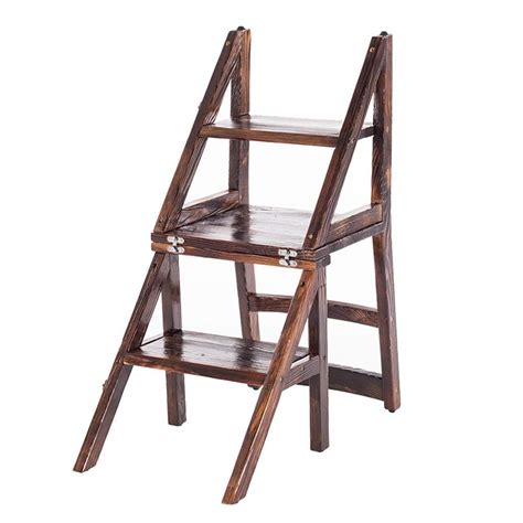 Buy Honana Double Step Stool Step Ladder Wooden Step Stool Dining Chair ...