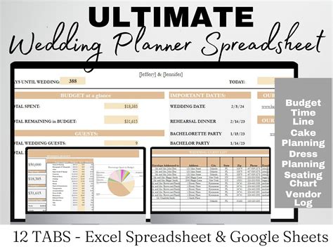 Wedding Planner Google Sheets Template - Printable Holiday Crafts