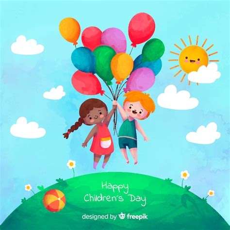Watercolor children's day background | Free Vector