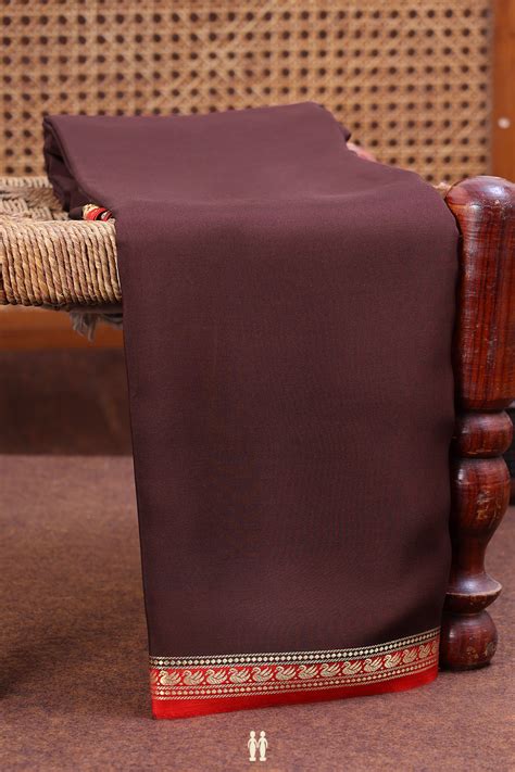 Mysore Silk Saree In Coffee Brown With Contrast Border