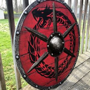 Buy RED Ouroboros Battleworn Viking Shield Online in India - Etsy
