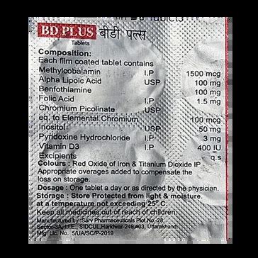 BD PLUS TABLET 10'S Price, Uses, Side Effects & Substitutes | Medkart