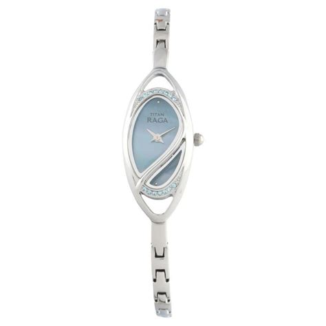 Buy Online Titan Quartz Analog Blue Dial Metal Strap Watch for Women ...