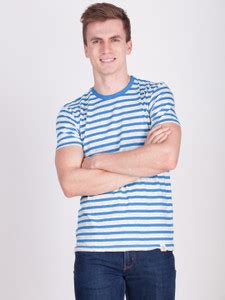 Force NXT Striped Men Round Neck Blue T-Shirt - Buy Force NXT Striped ...