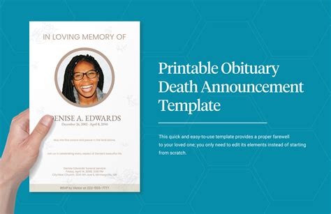 Free Obituary Card Templates, Editable and Printable