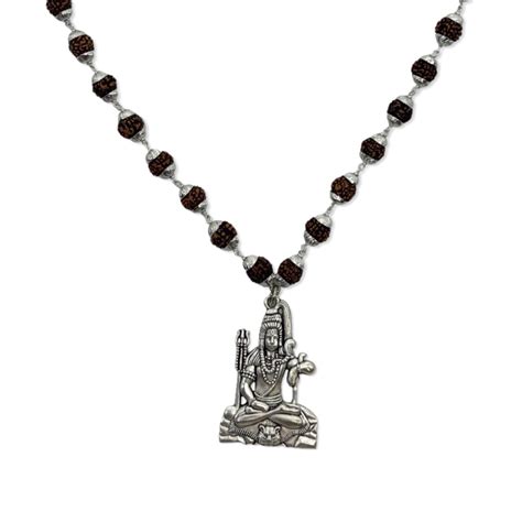 Buy Digital Dress Room Lord Shiva Pendant Rudraksha Mala In Silver ...
