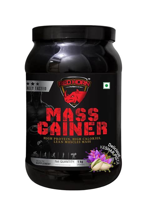 Red Horn Mass Gainer For Muscle Mass Gain (1kg, Keshar Pista) | High ...