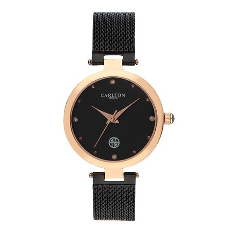 Carlton London Analog Black Dial Women's Watch-CL027RBLK : Amazon.in ...