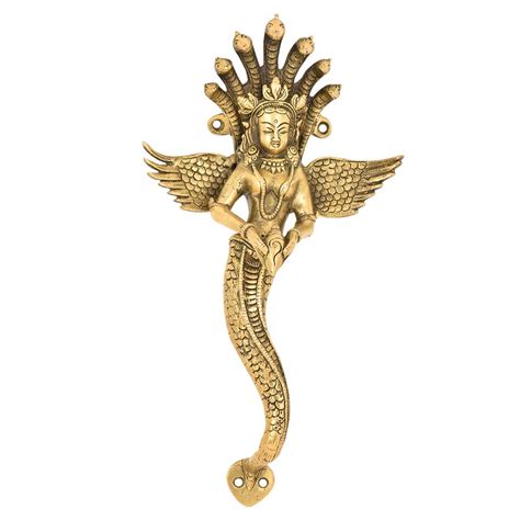 Brass Door Handle Naga Kanya Serpent Goddess Statue