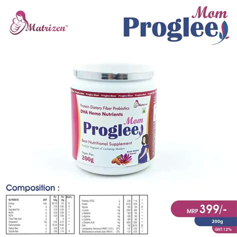 Proglee Mom Protein Powder (Dietary Fiber 4gm, Protein 33gm, DHA 100mg ...