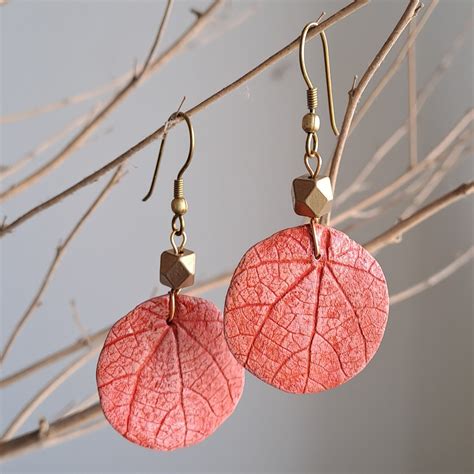 Papier-mache Earring-Red Leaf – aranya earthcraft