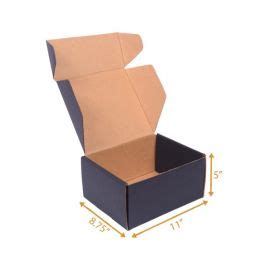 U-Pack.in 11L X 8.75W X 5H Inch Tuck-In-Flap black Box Single Wall - 3 ...