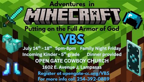VBS - Minecraft "Putting on the Full Armor of God", 1602 E. Avenue J ...