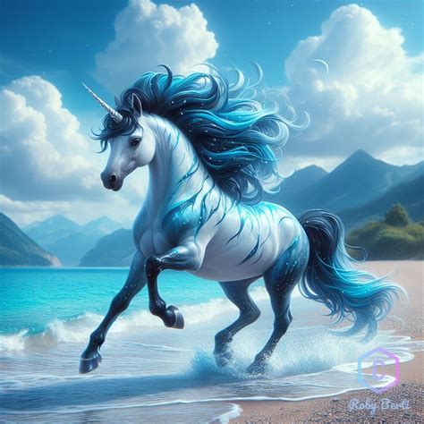 Blue Unicorns on the Beach