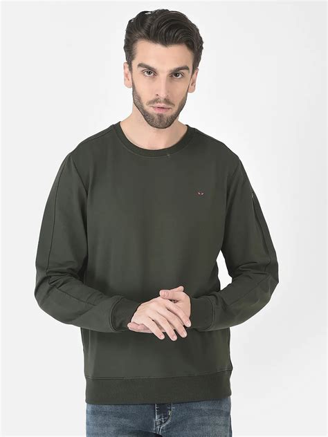 Simple Olive Zip Detailed Sweatshirt – Crimsoune Club