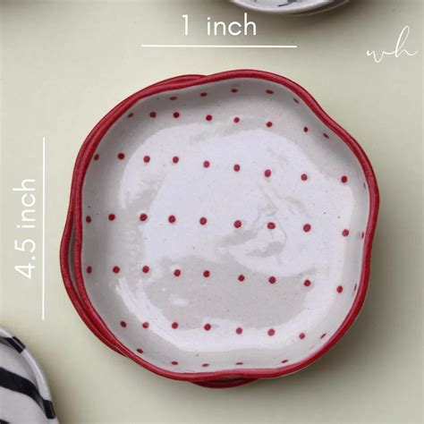 Red Polka Handmade Dessert Plate – WeavingHomes