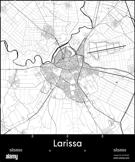 Larissa city map, Greece - Topographic vector map poster Stock Vector ...