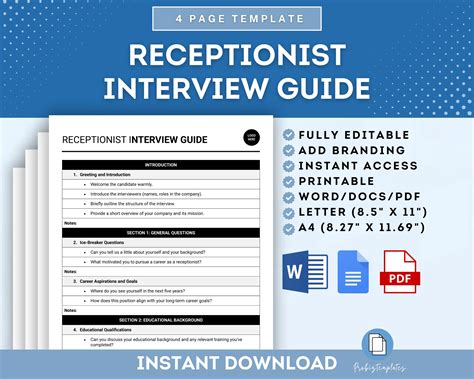 Receptionist Interview Guide Template | ProBizTemplates