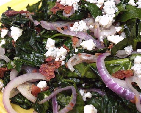 Sauteed Spinach With Red Onion, Bacon & Blue Cheese Recipe - Food.com