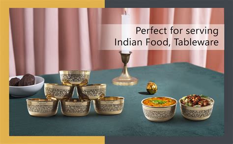 Yadav Craft® Flower Design Brass Bowl, Serving Indian Food, Tableware ...