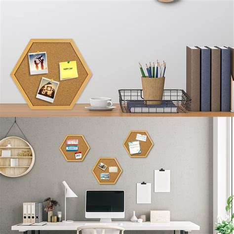Buy Cork Board Bulletin Board Hexagon, Notice Pin Board, Memo Board ...