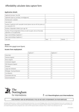 Fillable Online Affordability calculator data capture form - Nottingham ...