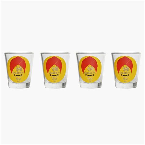 Buy EK DO DHAI Set of 4 Printed Shot Glasses - 60ml from Ek Do Dhai at ...