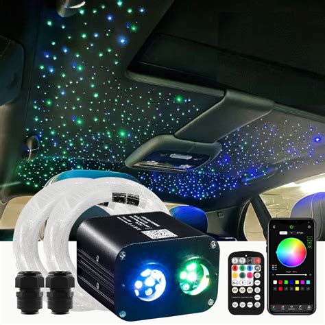 Upgraded 20W Dual Color Starlight Headliner Kit 600pcs*0.03in*9.8ft ...