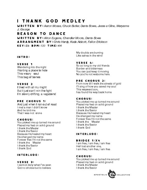 Downloading song - I Thank God Medley Written by:Aaron Moses, Chuck ...